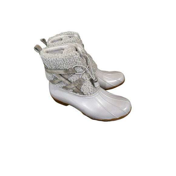 NEW SPERRY Grey Faux Fur Lined Winter Duck Boots Size 9 - Picture 3 of 8